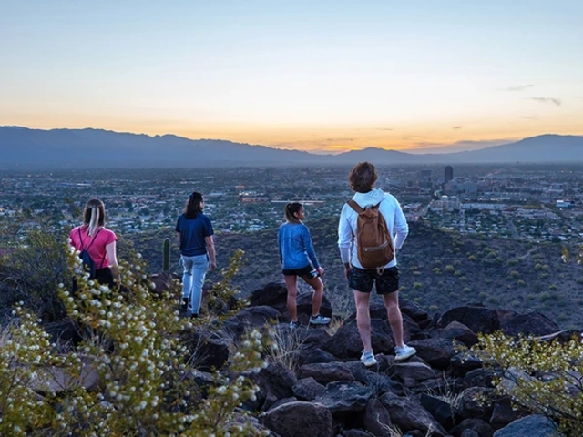 Students hiking Tumamoc Hill