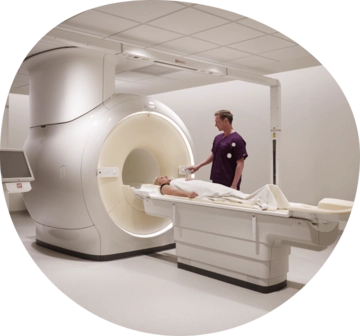 Person going into an MRI