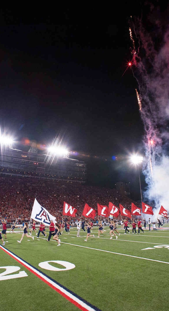 Students cheering on a University of Arizona football game