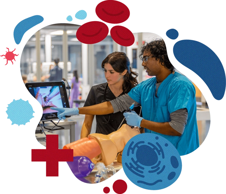 Medical professionals looking at a screen