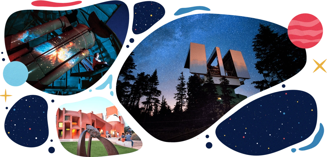 collage graphic with images of the University of Arizona campus and space initiatives