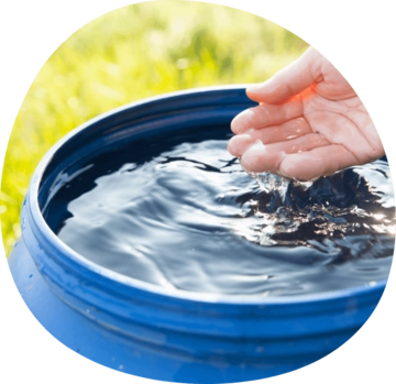 water in a container outside
