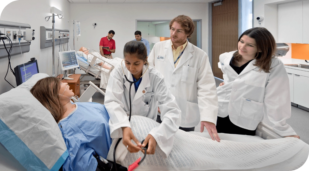 Health student getting hands on experience